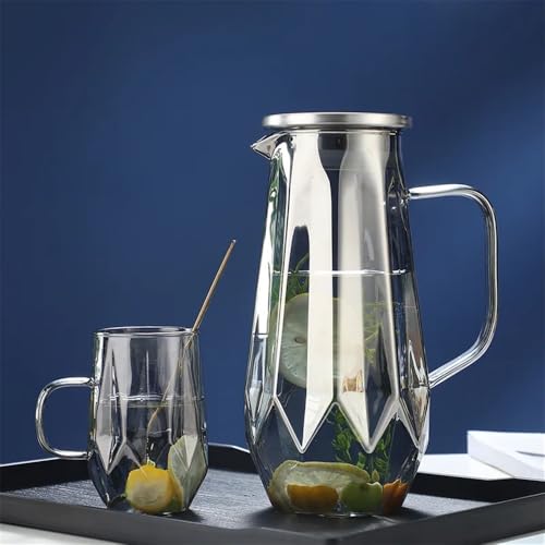 Pichet à eau en verre de qualité supérieure avec couvercle design gris - 5