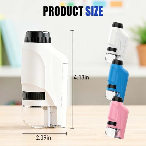 Image of Mini Microscope, 2026 New Pocket Microscope for Kids, Portable Handheld Kids Microscope Mini Scope Educational Science Kits with LED Light 60X-120X (White)