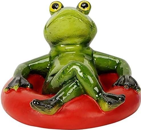 Pommerntraum ® | Schwimmfrosch Schwimmfrösche Teichdeko Teichfigur Gartendeko Schwimmtier Dekofigur Gartenteich SwimmingPool Aquarium (Rot)
