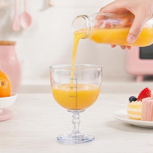 Image of Goaste 4 Pack Baby Wine Sippy Cups, Goblet Style Plastic Toddler Stemware with Lids, 6.7oz Kids Beverage Mugs for Milk Water Juice, Birthday Christmas Holiday Party Gift, Blue Pink Yellow White