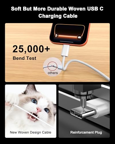 Image of 240W USB C to USB C Charging Cable 6ft, 2 Pack | Type-C Fast Charging Woven Cord with E-Marker Smart Chip for MacBook Pro /Air, iPhone 17 16 15 Pro Max, iPad Pro /Mini, Galaxy