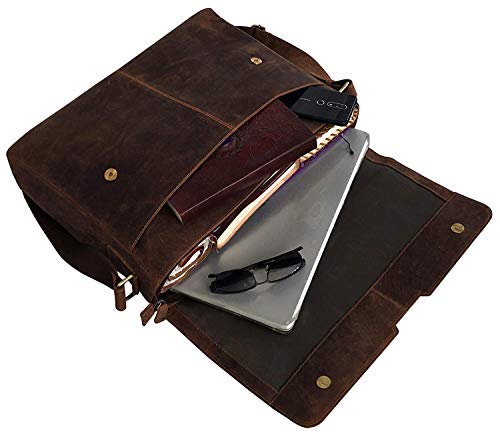 Cuero 9867 18 Inch Vintage Leather Full Flap Messenger Handmade Bag Laptop Bag Satchel Bag Padded Messenger Bag Brown thumb #4