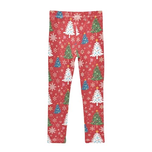 senya Girls Printed Leggings Yoga Pants Christmas Tree Snowflakes for Kids in 4t to 10 Years, 4T2
