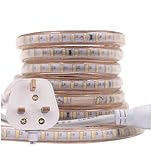GQL 1m LED Strip AC 220V 240V IP65 Waterproof 3014 SMD 120LEDs/m Commercial Rope Light, Warm White Ribbon for Home Kitchen Cabinets Ceiling Garden Decoration UK Plug