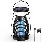 Solar Lampara Antimosquitos, 3 IN 1 UV Mata Mosquitos Electrico, 4200V USB Recargable Lampara Mosquitos IP66 Impermeable Trampa Moscas para Oficina Dormitorio Cocina Jardín Camping (Negro)