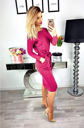 Image of PRETTYGARDEN Women's Fall Long Sleeve Bodycon Party Dress | Tie Waist, Fitted Pencil Dresses, Pockets, Spring Elegant Teacher Outfits for Work Office, Wedding, Holiday, Date Night