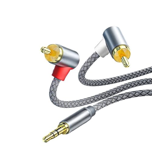 Cable adaptador Jack 3.5mm a 2 RCA ángulo 90° 3m miniatura 3