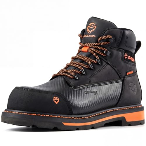 Best Boots for Heavy Equipment Operators: Top Picks 10 SUREWAY Men's 6' Waterproof Soft/Composite Toe Work Boot - Heavy Duty Crazy Horse Leather, Slip Resistant Lace Up for Construction & Industrial Safety