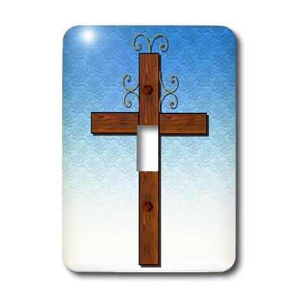 Interrupteur à baïonnette 3dRose LSP_27410_1 motif croix en bois bleu - 3