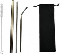 Vista 9 de 7 popotes de metal para beber con 2 cepillos de limpieza de 8.5 pulgadas, cuchara de barra reutilizable para café helado, bebida congelada, batidos