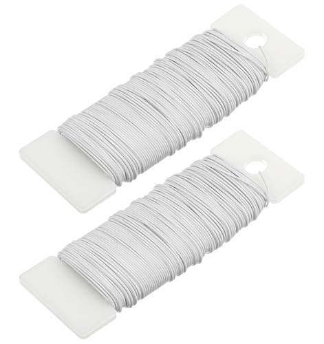 2 Pack White Floral Wire, White Wire 38 Yards 22 Gauge, Flexible Thin Craft Wires for Wreaths, DIY Ornaments & Ribbon Making, Bendable Metal Wires