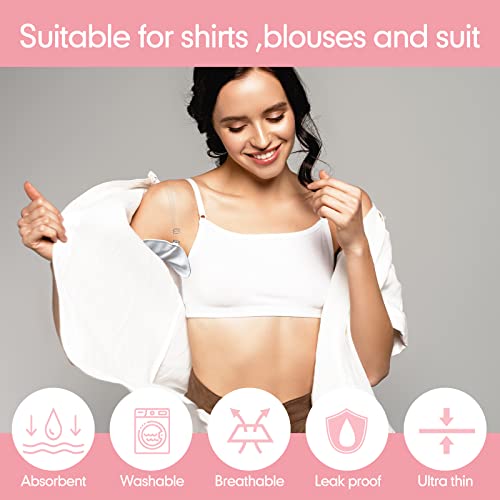 Image of 4 Pairs Underarm Sweat Pads Reusable Armpit Absorbing Guards Washable with Shoulder Strap Under Arm Breathable Absorbent Sweat Protectors Pads Guards for Women and Men(White)
