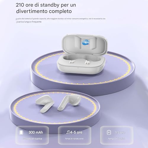 Auriculares inalámbricos in-ear Bluetooth 5.3 blancos con estuche de carga USB-C 4