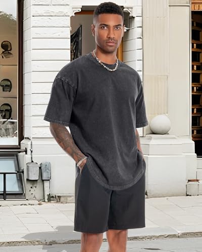 Oversized Tshirts for Men Short Sleeve Vintage Washed Basic Loose Tees3