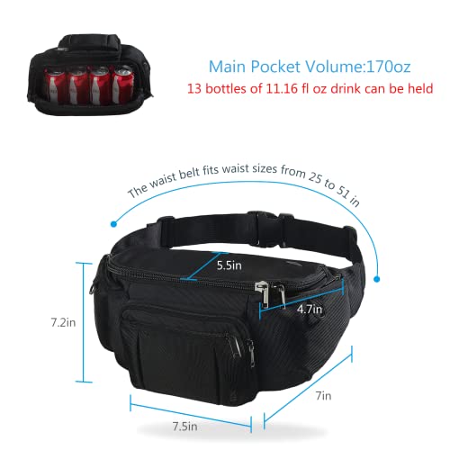 Sports-Fanny-Pack-for-Men-Women-Outdoor-Waist-Pack-Bag-with-6-Zipper-Pockets-Super-Capacity-Bum-Bag-with-Adjustable-Belt-for-Traveling-Hiking-Cycling-Workout-Casual
