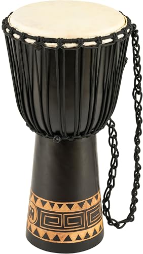 Djembe Hand Drum with Carved Mahogany Finish