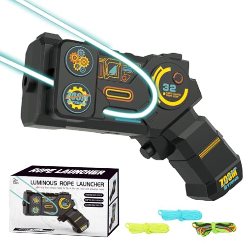 YOUYIKE Lasso String Shooterm Portable Rope Launcher Rope Launcher Propeller Game Shooter String Toy Lassen Sie das Leuchtende Seil Durch die Luft Fliegen Geschenkidee für Kinder