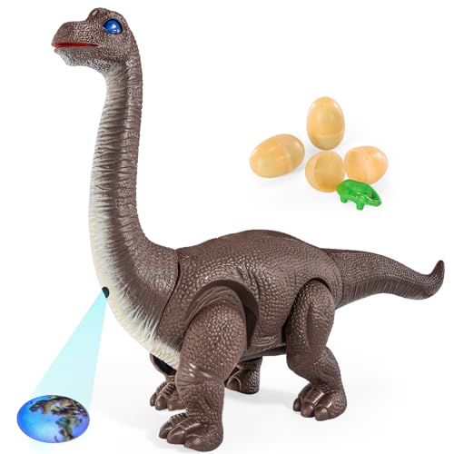 TEMI Juguete eléctrico de dragón de muñeca, adecuado para niños de 3 a 7 años de edad, dragón de muñeca grande realista, con luces, rugido, proyección, puesta de huevos, adecuado para niños pequeños