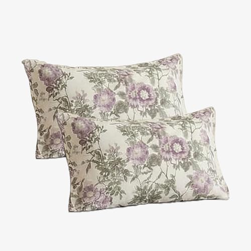 Image of Trance Home Linen 180 TC 100% Cotton Printed Pillow Covers | Pillow Cases | Set of 2 Piece Pillow Covers only |Standard Size (18 X 28 inch, Lilac Splendor)