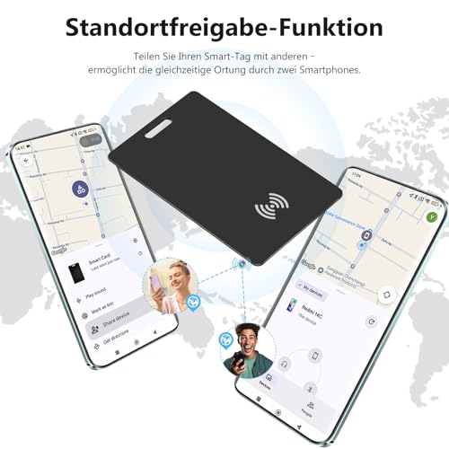 Geldbörsen-Tracker-Karte für Android, Wiederaufladbarer Geldbörsenfinder, Kompatibel mit Google Mein Gerät Finden APP (Nur Android), Bluetooth Tracking Card für Schlüssel, Gepäck, Koffer & Taschen