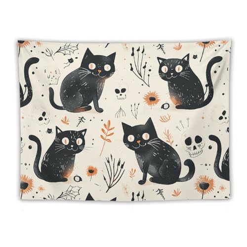 Tapisserie murale esthétique pour chambre à coucher motif chat noir gothique