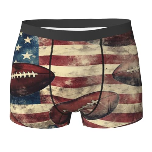 Men's Boxer Briefs Vintage American Football Usa Flag Underwear For Men Soft Elastic Boxer Shorts For Boys Adult