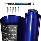 VViViD+ Ultra Gloss Neptune Pearl Blue Automotive Vinyl Wrap (1ft x 5ft) + Precision Gliding Knife with 5 Replacement Blades Bundle - M0