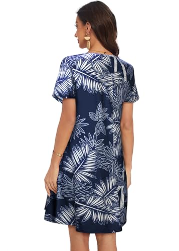 Image of My Sky Summer Dresses for Women 2026 Casual Short Sleeves Tshirt Flowy Beach Plus Size Sundress with Pockets
