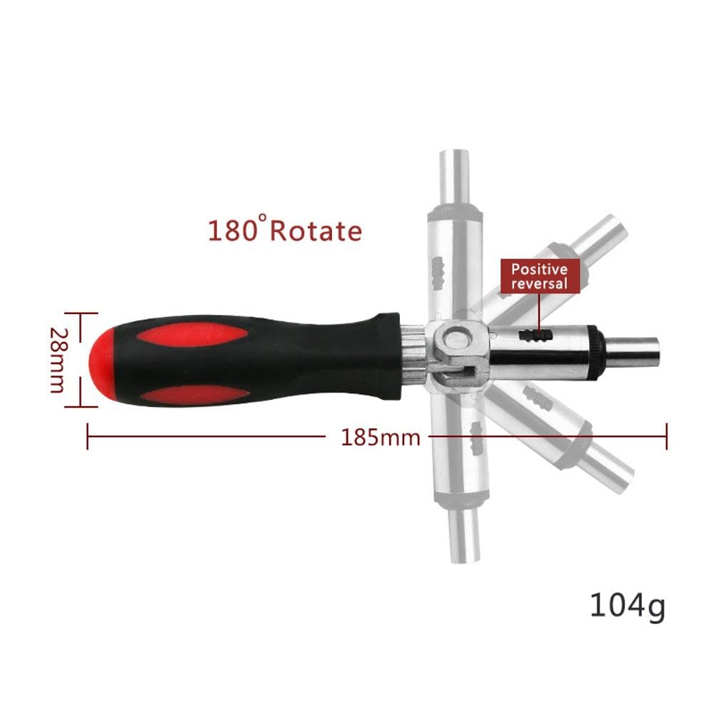 Reversible Ratchet Screwdriver, 1/4 Inch Hexagon Ratchet Bit Holder, Multipurpose Screwdriver - Image 2