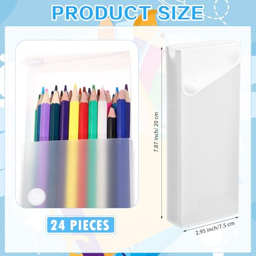 Image of Watersay 24 Pcs Slider Pencil Case Bulk for Classroom Clear Plastic Pencil Box with Pull out Drawer Snap Closure Storage Box Translucent Crayon Boxes Back to School Organizer (Transparent)