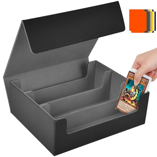 Aolso Caja de Barajas para Cartas，Deck Box para 2400+ PTCG Cartas sin Fundas，Flip Caja de Almacenamiento de Tarjeta con 8 Card Dividers，para MTG TCG PTCG para Coleccionar e Intercambiar （Negro）