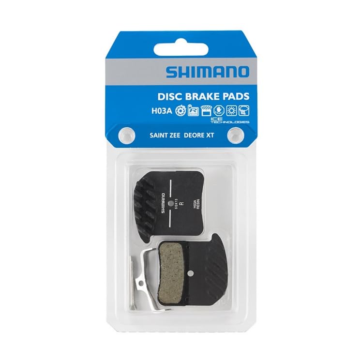 SHIMANO H03A disc pads and spring, alloy back with cooling fins, resin, Black, Pair - Image 4