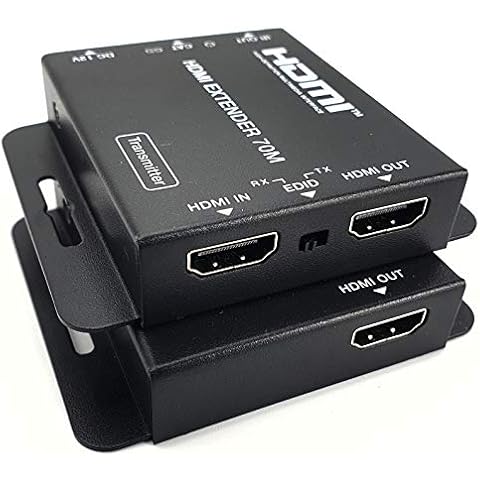 FOURKAY HDMI over CAT5e/6/7 splitter extender. 1080p up to 70m. Loop out splitter on TX. Power over Cable (PoC) Cover