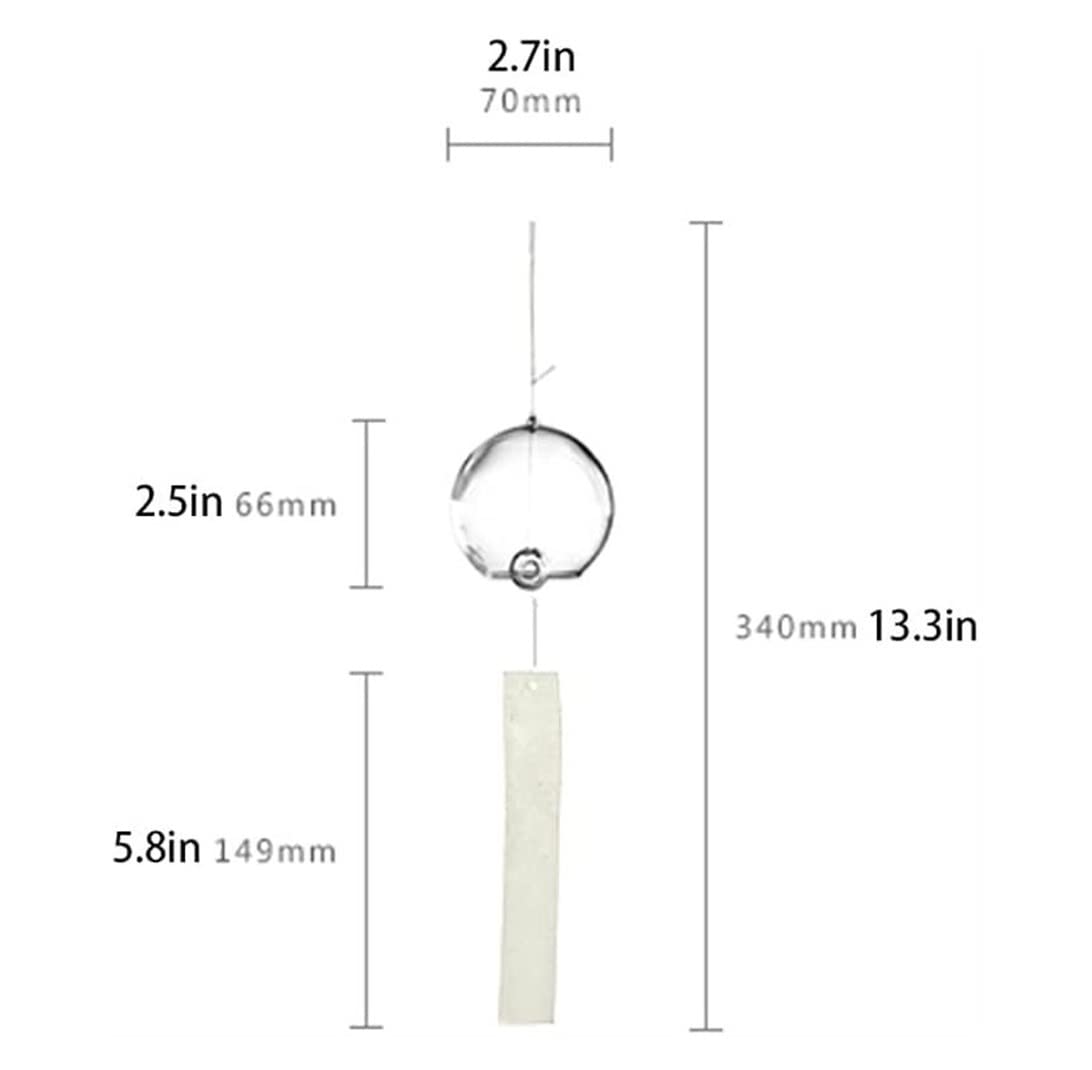 Carillon a Vent pour Maison Carillons éoliens Transparents Japonais en Verre Fait Main de Petites Cloches de Vent pour la décoration à la Maison Décoration Intérieure