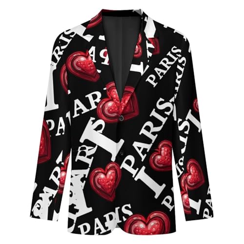 I Love Paris Men's Suits Dress Business Formal Suit Print Jackets Coat for Wedding Party4