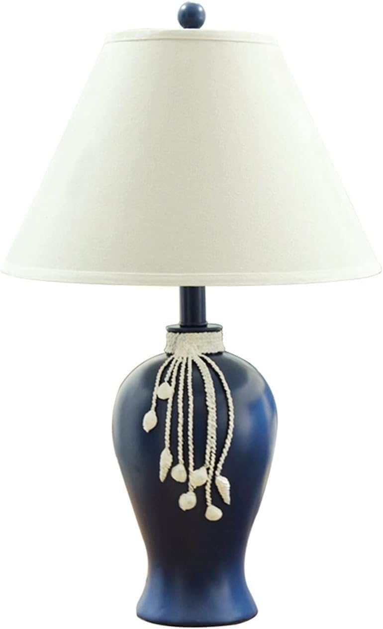 DFAEEKIYO Modern Blue Table Lamps Resin Bedside with Fabric Lampshade Nordic Style Nightstand for Home Office Cafe Lamp