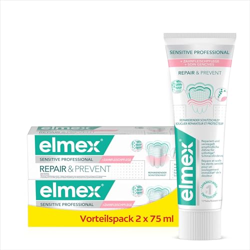 elmex Zahnpasta Sensitive Professional Repair & Prevent 2x75ml – medizinische Zahnreinigung für sofortigen*, anhaltenden Schutz – beugt Zahnfleischrückgang & neuen Schmerzen vor elmex Zahnpasta Sensitive Professional Repair & Prevent 2x75ml – medizinische Zahnreinigung für sofortigen*, anhaltenden Schutz – beugt Zahnfleischrückgang & neuen Schmerzen vor