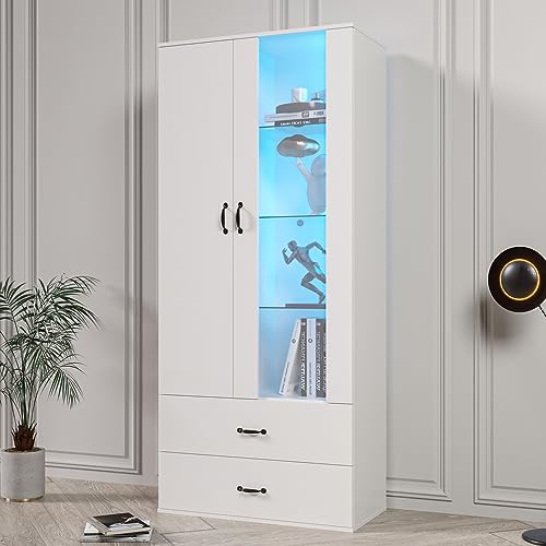 OKMYHOME Vitrina con iluminación LED, 2...