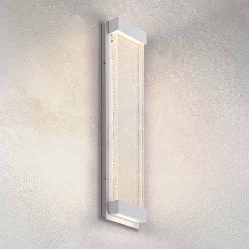 Image of ASD LED 24 inch Bubble Glass Wall Light Fixture, Outdoor & Indoor Seeded Sconce | 3CCT, Waterproof, Dimmable, Up-Down Glow, ETL Listed | 22W 530LM 3000-5000K 100-277V | Porch Lighting | White, 4 Pack