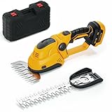 Hedge Trimmer for Dewalt 20V Battery, Cordless 2 in 1 Grass Shear & Hedge Trimmer with Brushless Motor, Fitted Dual-Action Blades,Gardening Tool for Lawns, Hedges (Battery Not Included)