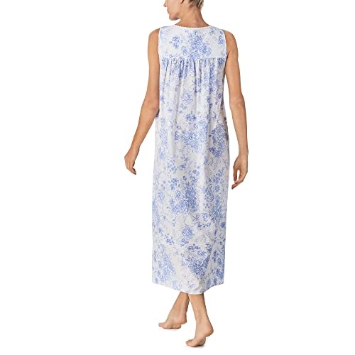 Eileen West Sleeveless Ballet Gown Blue Blooms Lg #TOP1