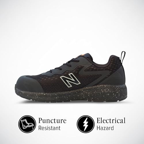 New Balance Logic Composite Toe Shoes for Men - Non-Slip, Electric Hazard, Puncture Resistant - Industrial, Construction Work, Black EH, 7.5 Wide