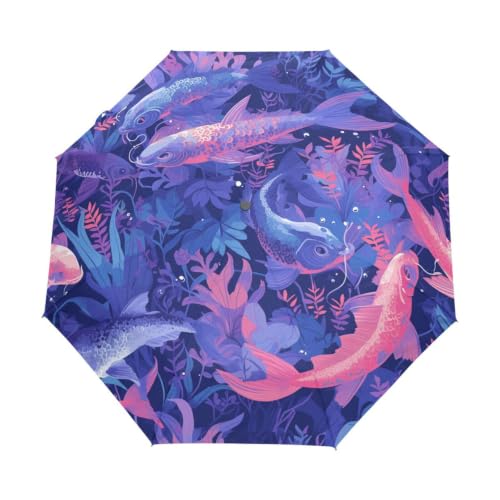 Parapluie automatique poisson koi pour le voyage et la plage