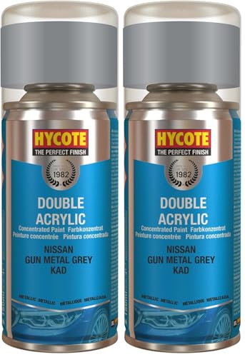Hycote Compatible with Nissan - Double Acrylic Aerosol Spray Paint, Gun Metal, 150 ml (Pack of 2)