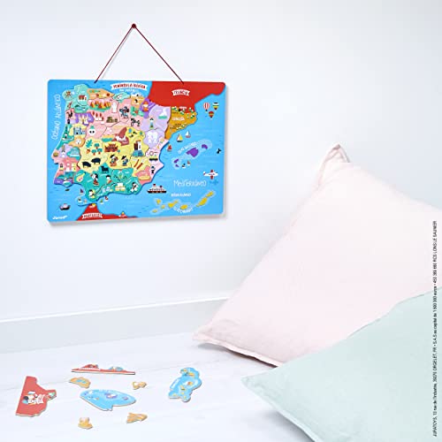 Janod Spanienkarte, magnetisch, Puzzle für Kinder aus Holz, 60 magnetische Teile, Entdecken und Merken, Geographie-Lernspiel, ab 7 Jahren… – Ansicht 6