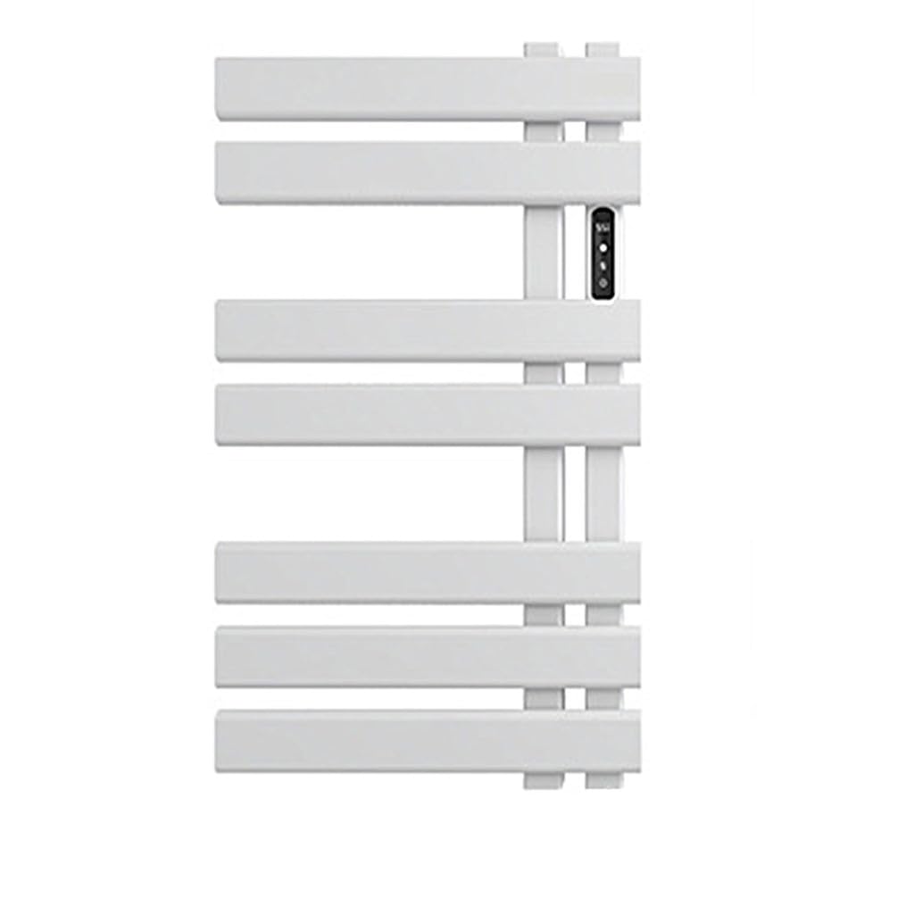 Termoarredo Bagno,Nero Montaggio A Parete Scaldasalviette Elettrico,Bianco 7 Tondini Termoarredo,Grande Termosifoni,Cronotermostato con Display Digitale,Bianca,No Punching