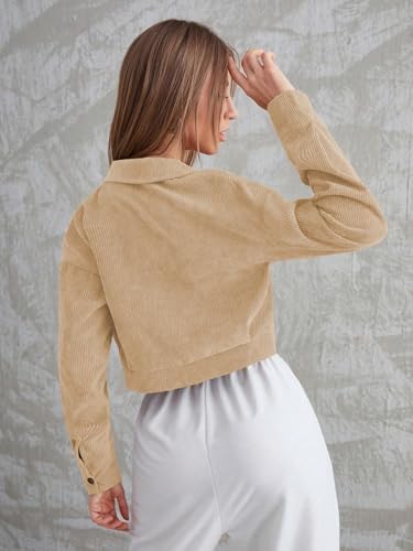 Image of SMOWKLY Womens Casual Cropped Full Sleeve Button Down Korean Style Jacket