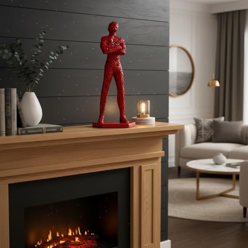 Image of Xtore Vivid Mosaic Human Sculpture for Modern Living Rooms, Offices & Statement Corners | Bold Artistic Showpiece (Red, 49.5 cm)