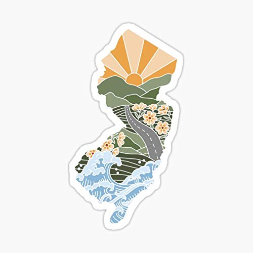 New Jersey Illustrated Graphic Sticker for Auto, Wall, Laptop, Cell, Truck - Windows and Cars