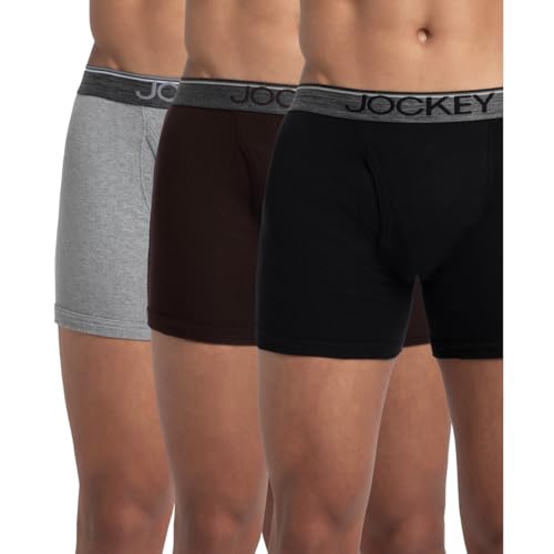 Jockey 8009 Men's Super Combed Cotton Rib Solid Boxer Brief with Ultrasoft Waistband (Pack of 3)_Multi Colour_M
